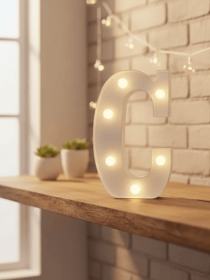 Letra C Luminosa Decorativa Con Luces Led  22cm
