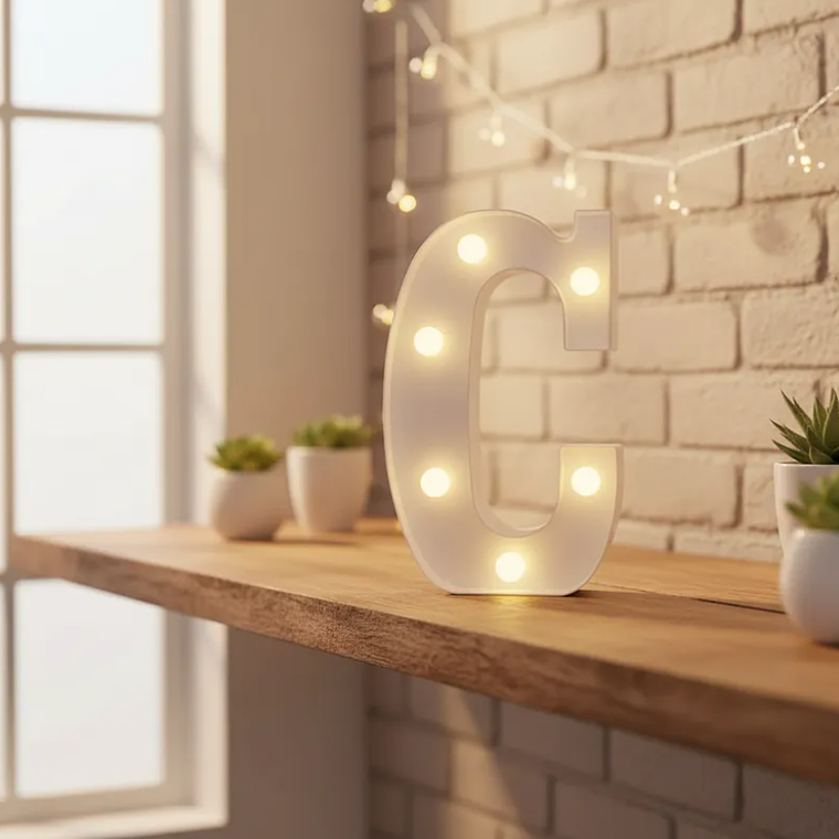 Letra C Luminosa Decorativa Con Luces Led  22cm 1