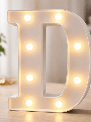 Letra D Luminosa Con Luces Led 22cm Decoración Fiesta Hogar