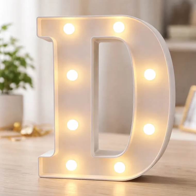 Letra D Luminosa Con Luces Led 22cm Decoración Fiesta Hogar 1