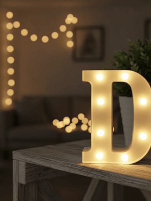 Letra D Luminosa Con Luces Led 22cm Decoración Fiesta Hogar