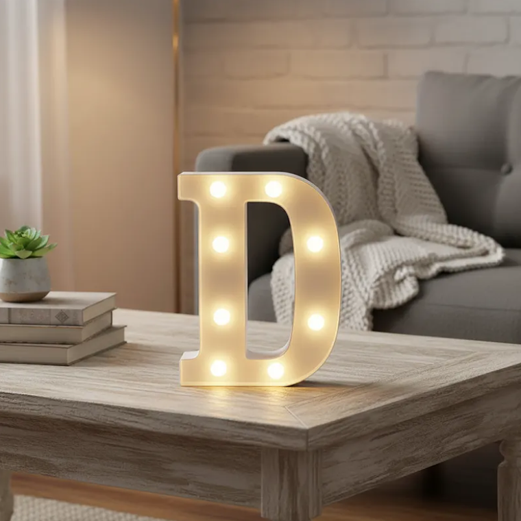 Letra D Luminosa Con Luces Led 22cm Decoración Fiesta Hogar 3