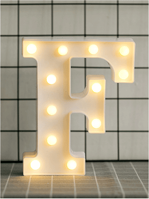 Letra F Luminosa Decorativa Con Luces Led 22cm