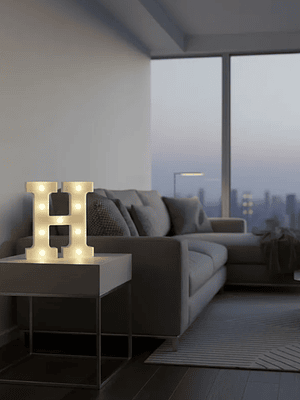 Letra H Luminosa Con Luces Led Decorativa 22cm