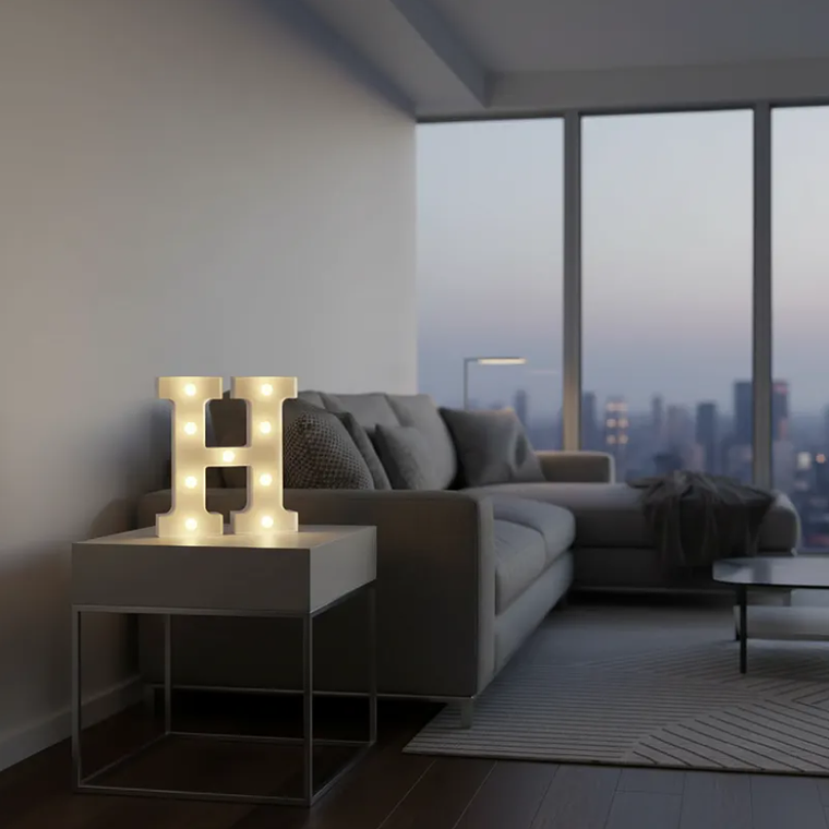 Letra H Luminosa Con Luces Led Decorativa 22cm 2