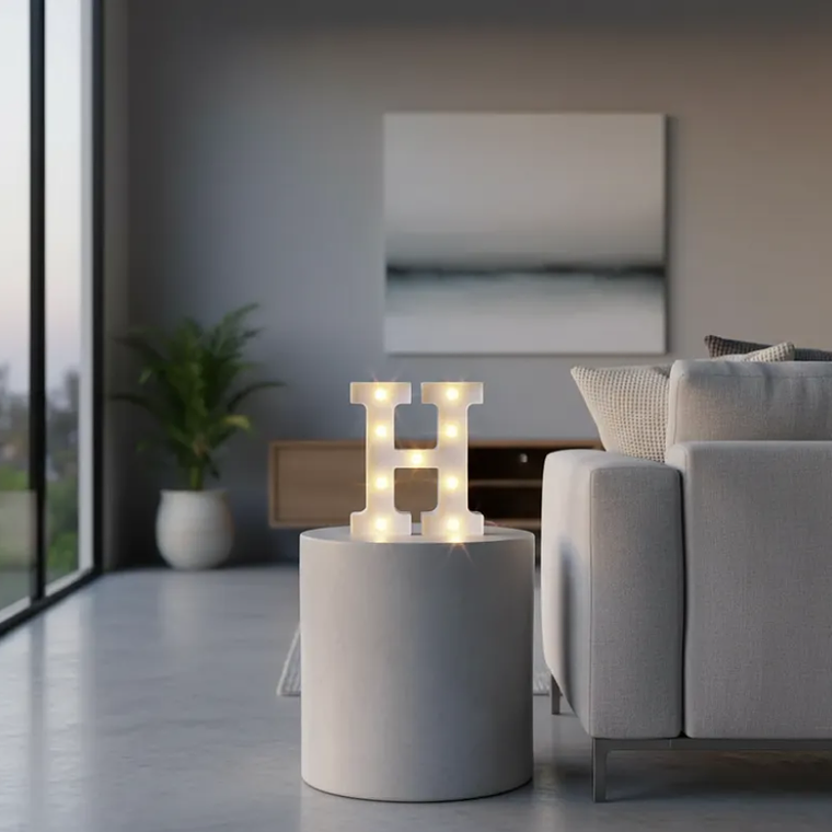 Letra H Luminosa Con Luces Led Decorativa 22cm 4