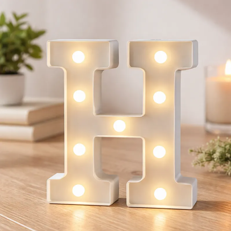 Letra H Luminosa Con Luces Led Decorativa 22cm 1