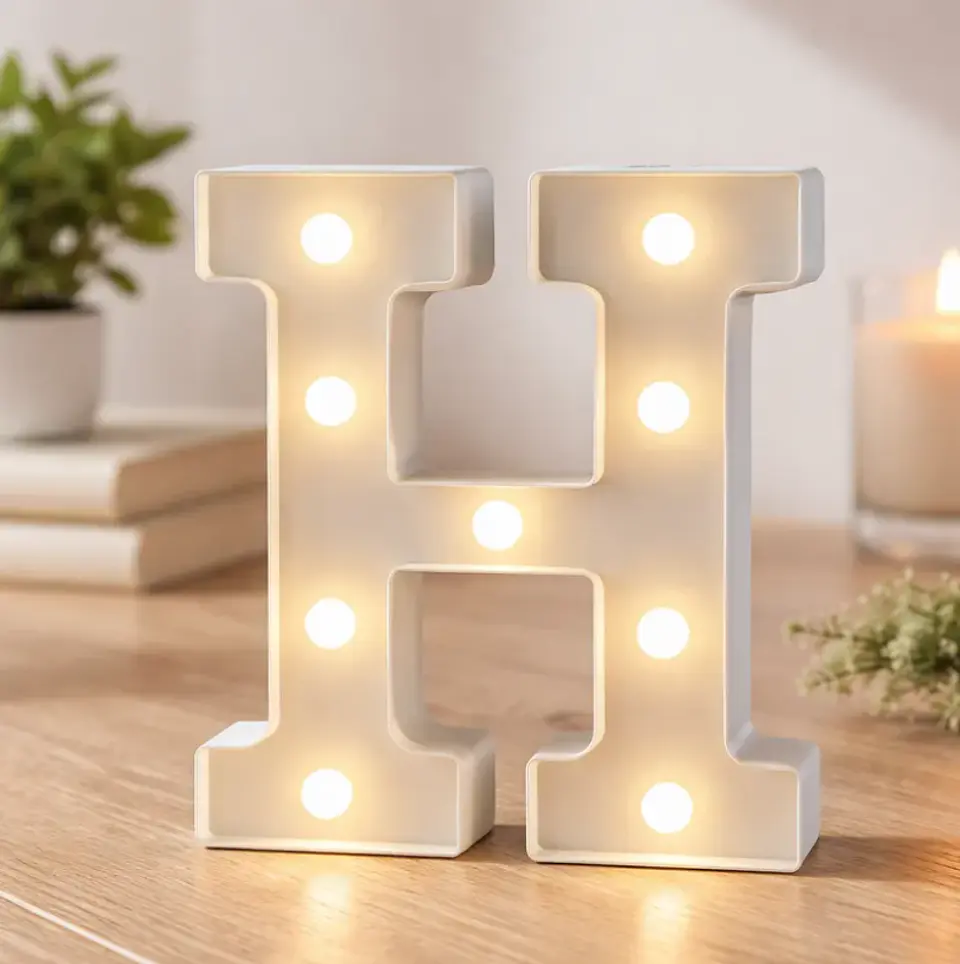 Letra H Luminosa Con Luces Led Decorativa 22cm 1