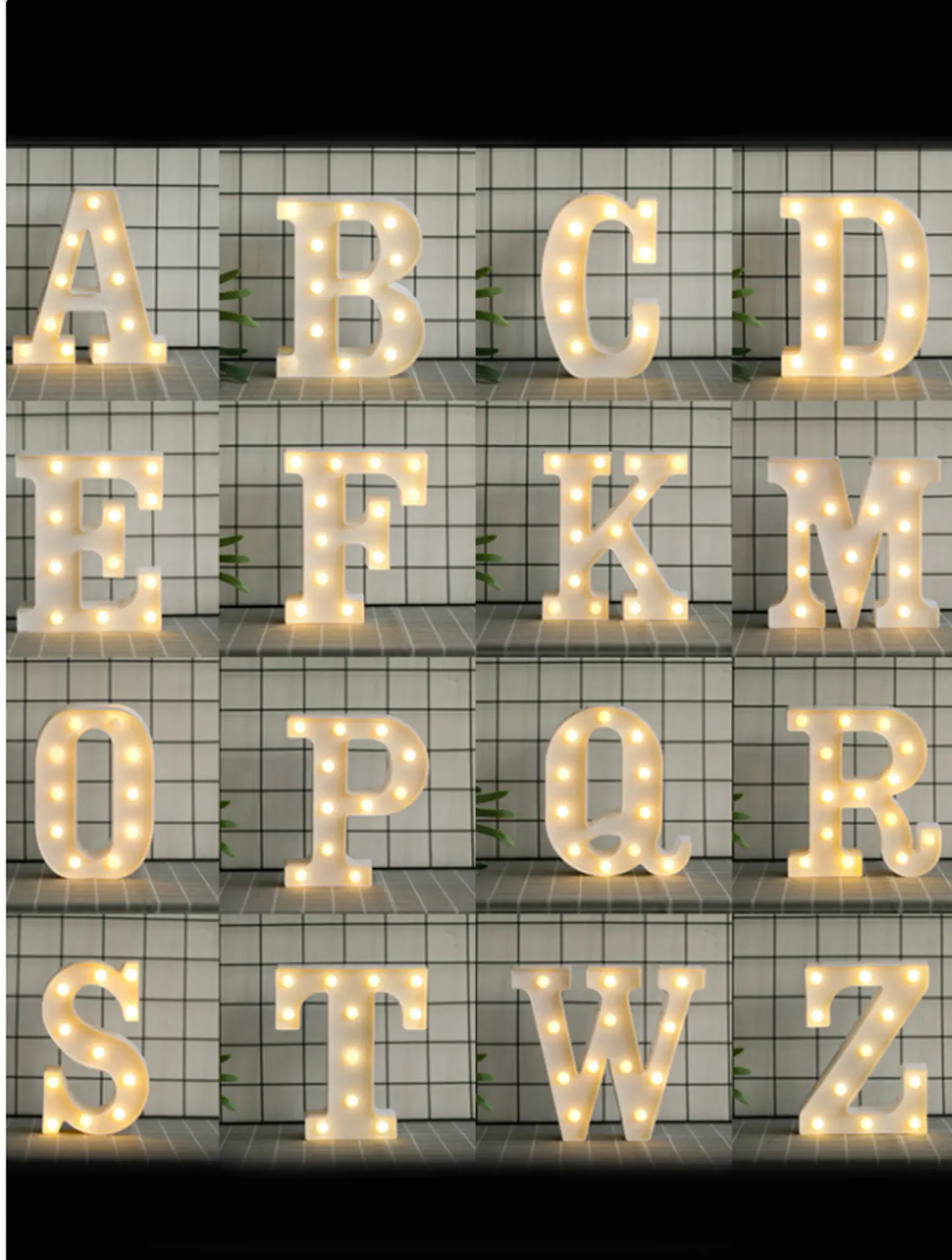 Letra H Luminosa Con Luces Led Decorativa 22cm 5