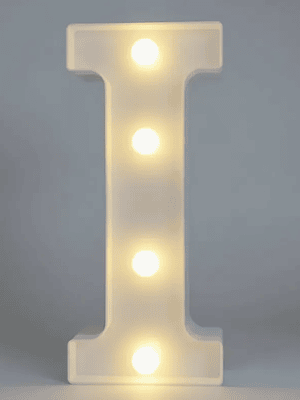 Letra I Luminosa Decorativa Con Luces Led 22cm