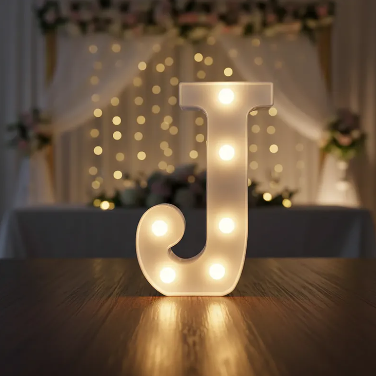 Letra J Luminosa Con Luces Led 22cm Decoración Fiestas 3