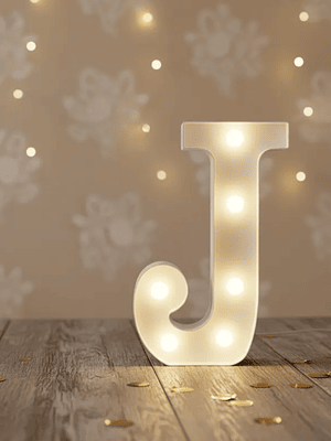Letra J Luminosa Con Luces Led 22cm Decoración Fiestas