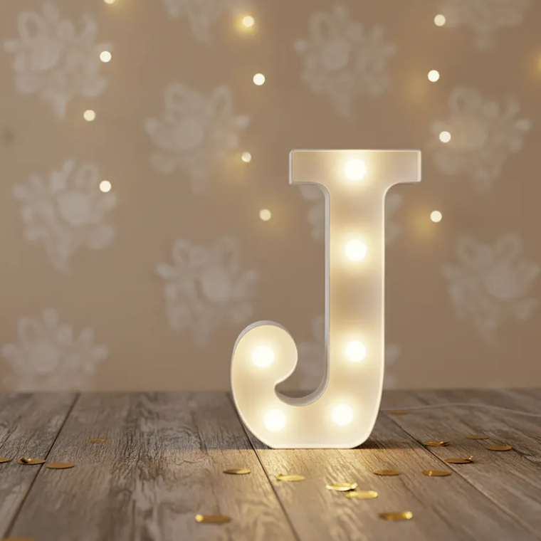 Letra J Luminosa Con Luces Led 22cm Decoración Fiestas 1