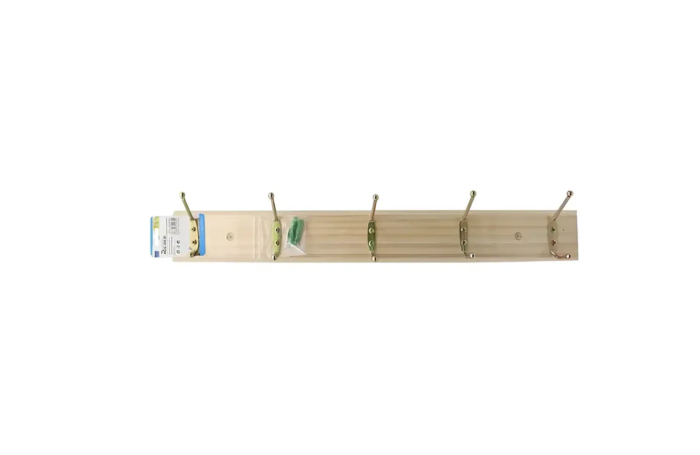 Perchero De Pared Madera 60cm Con 5 Ganchos Metálicos 2