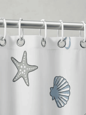 Cortina De Ducha Con Estampado De Conchas Y Estrellas De Mar