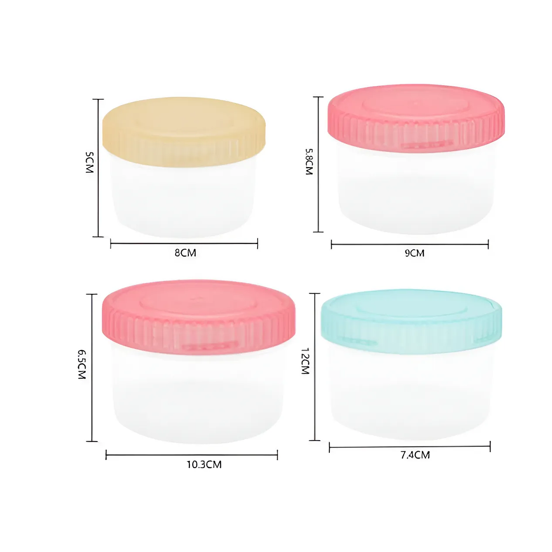 Set 4 Potes Plásticos Colores Tapa Rosca Alimentos Bebé 6