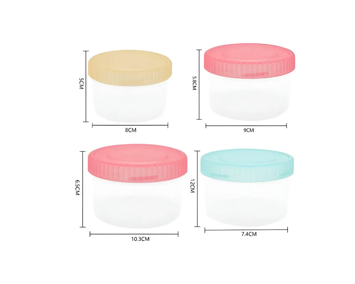 Set 4 Potes Plásticos Colores Tapa Rosca Alimentos Bebé 6