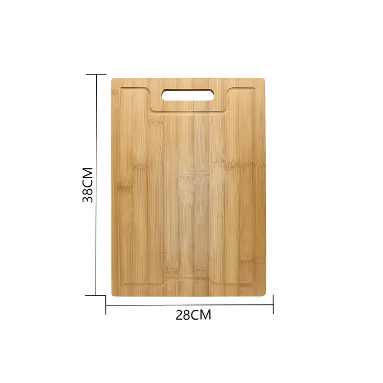 Tabla De Cortar Bambú 38x28 Cm Con Asa Y Canaleta 3