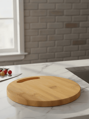 Tabla De Picar Redonda De Bambú 30 Cm Con Asa Para Cocina