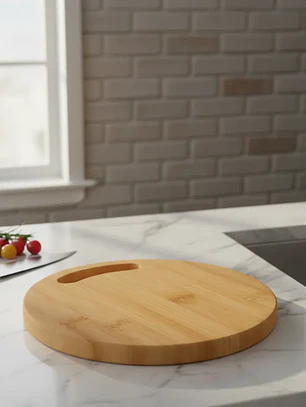 Tabla De Picar Redonda De Bambú 25 Cm Para Cocina Multiuso