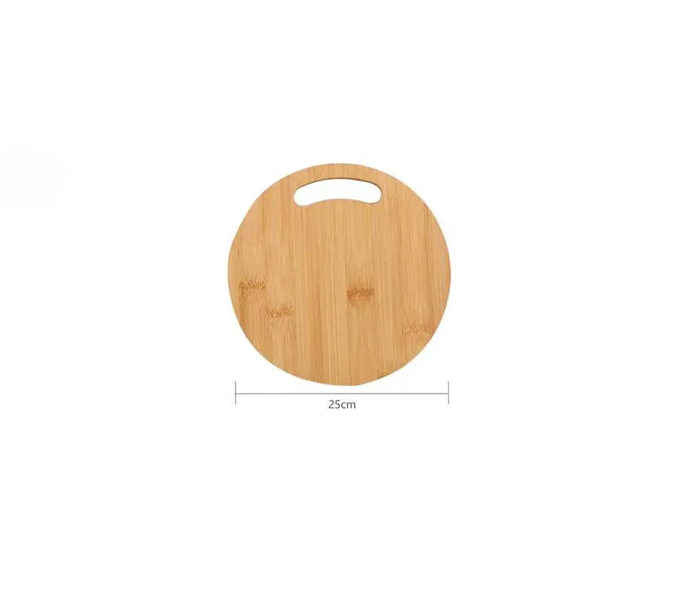 Tabla De Picar Redonda De Bambú 25 Cm Para Cocina Multiuso 3