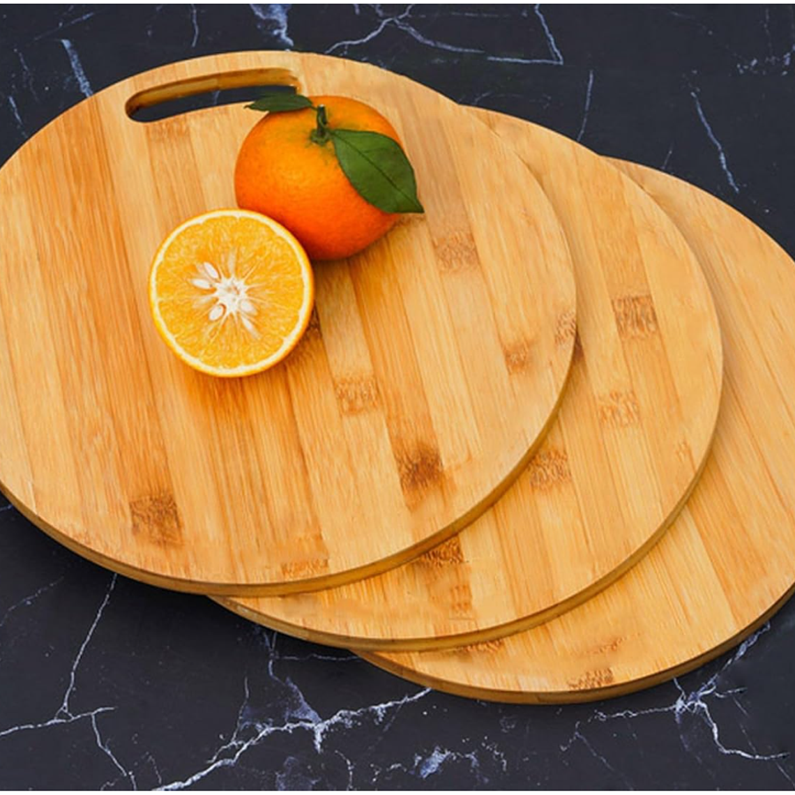 Tabla De Picar Redonda De Bambú 25 Cm Para Cocina Multiuso 4