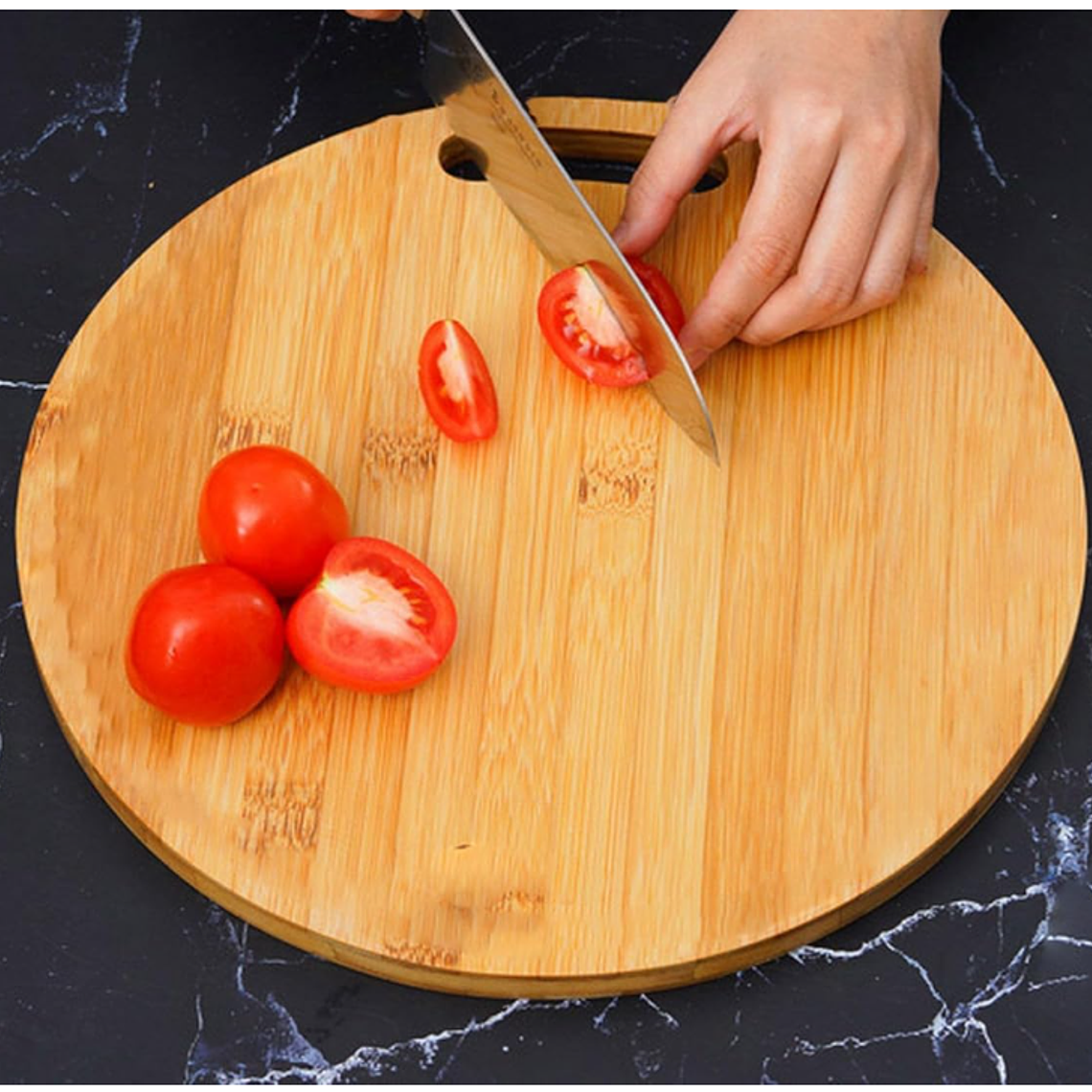Tabla De Picar Redonda De Bambú 25 Cm Para Cocina Multiuso 5