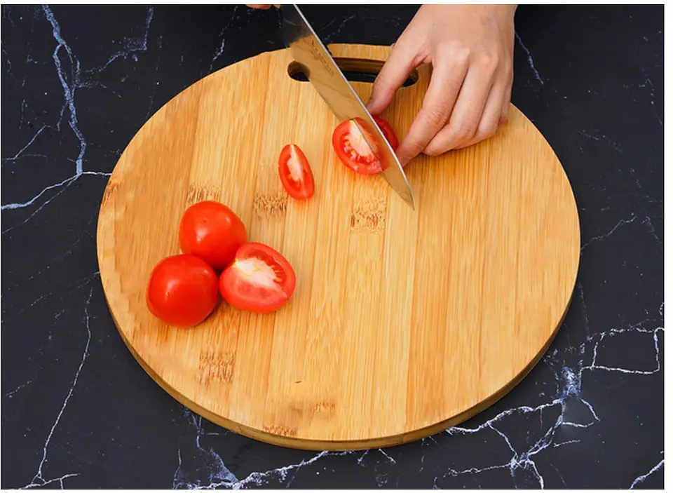 Tabla De Picar Redonda De Bambú 25 Cm Para Cocina Multiuso 5