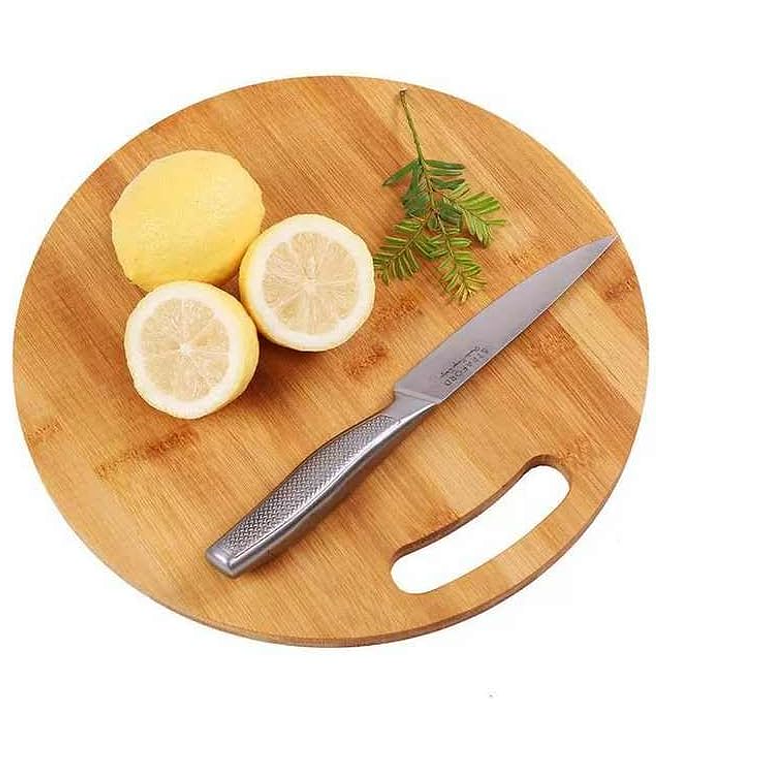 Tabla De Picar Redonda De Bambú 25 Cm Para Cocina Multiuso 6