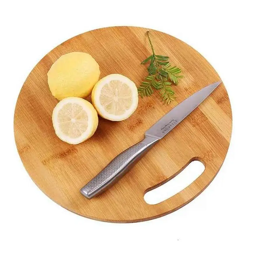 Tabla De Picar Redonda De Bambú 25 Cm Para Cocina Multiuso 6