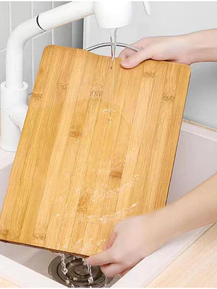 Tabla De Cortar Picar De Bambú Con Asa Cocina 36x26 Cm