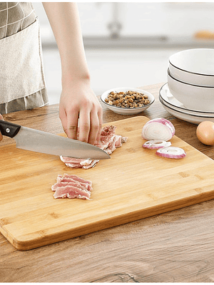 Tabla De Cortar Picar De Bambú Con Asa Cocina 36x26 Cm