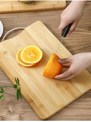 Tabla De Cortar Picar De Bambú Para Cocina Con Asa 30x20cm