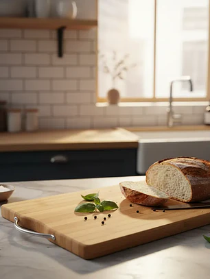 Tabla De Cortar Picar De Bambú Para Cocina Con Asa 30x20cm