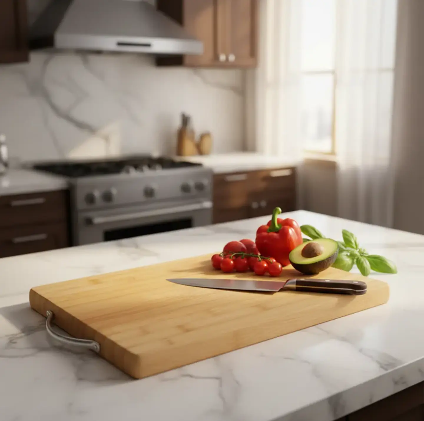 Tabla De Cortar Picar De Bambú Para Cocina Con Asa 30x20cm 6