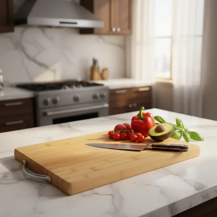 Tabla De Cortar Picar De Bambú Para Cocina Con Asa 30x20cm 6