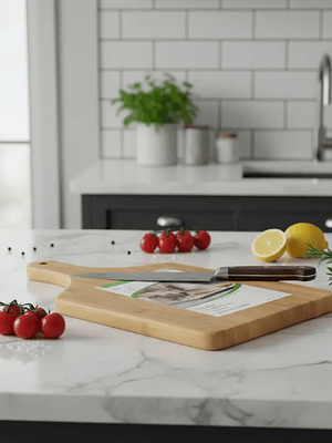 Tabla De Picar Y Servir De Bambú Con Mango 30x20cm