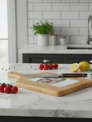 Tabla De Picar Y Servir De Bambú Con Mango 30x20cm