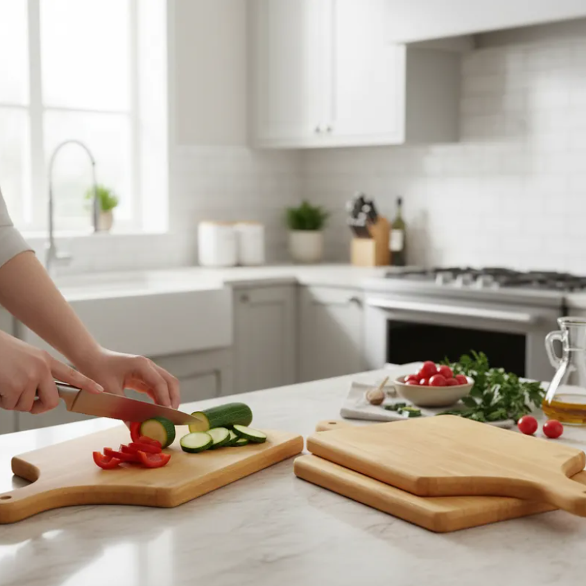 Tabla De Bambú Para Pizza Picar Y Servir Con Mango 40x24cm 3