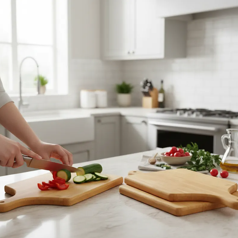 Tabla De Bambú Para Pizza Picar Y Servir Con Mango 40x24cm 3