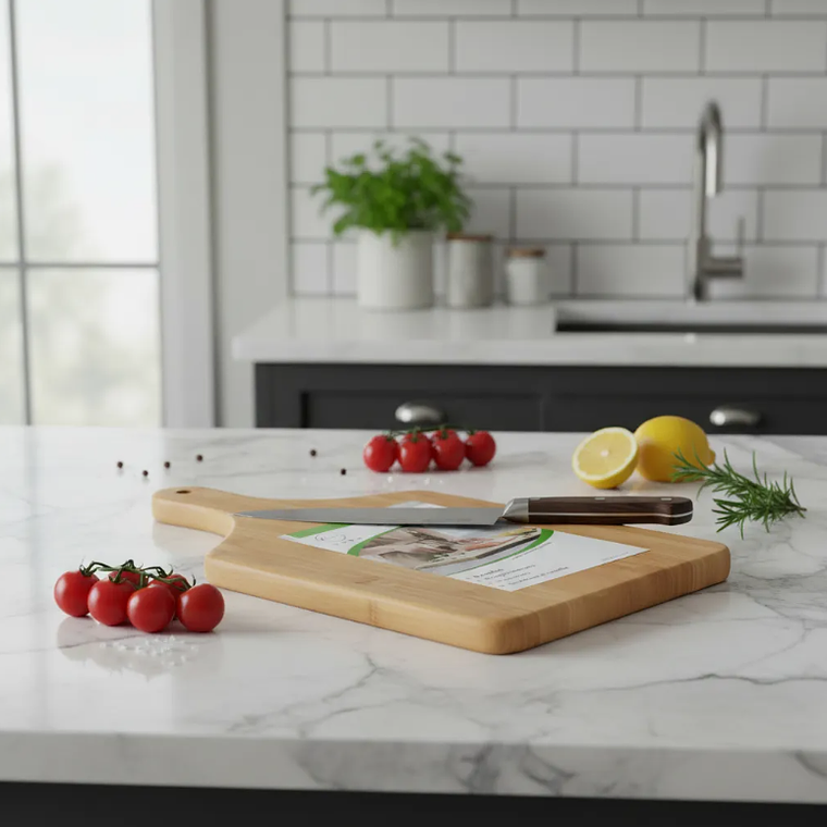 Tabla De Bambú Para Pizza Picar Y Servir Con Mango 40x24cm 6