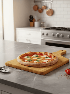 Tabla De Bambú Para Pizza Picar Y Servir Con Mango 40x24cm