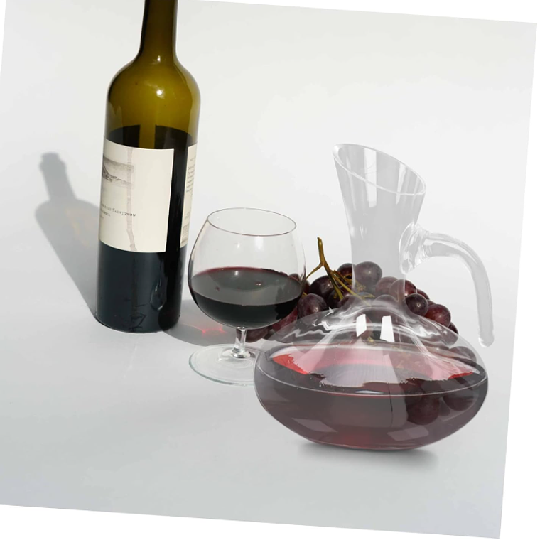 Jarra Decantador De Vino Vidrio Con Asa Aireador  4