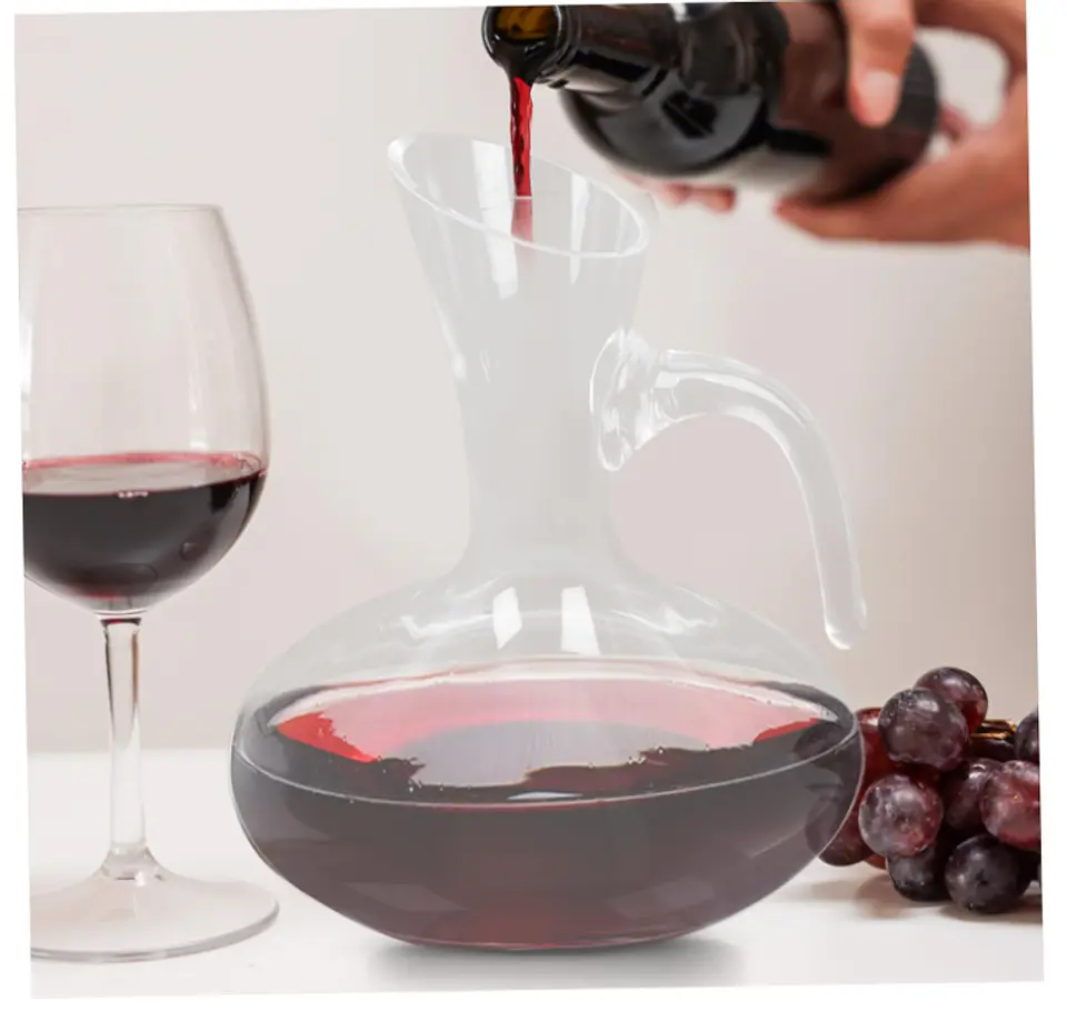 Jarra Decantador De Vino Vidrio Con Asa Aireador  5