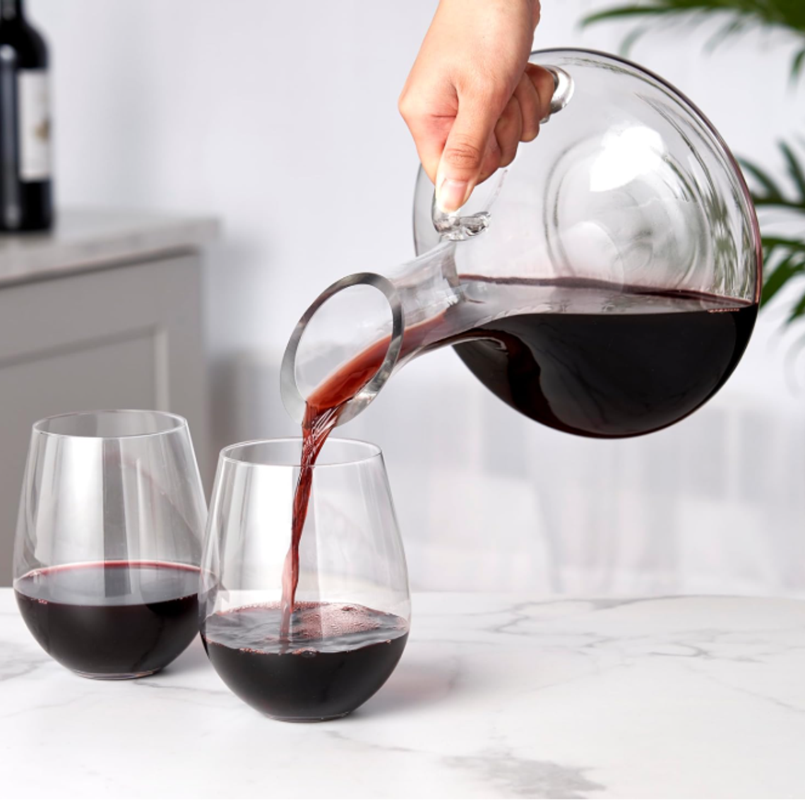 Jarra Decantador De Vino Vidrio Con Asa Aireador  6