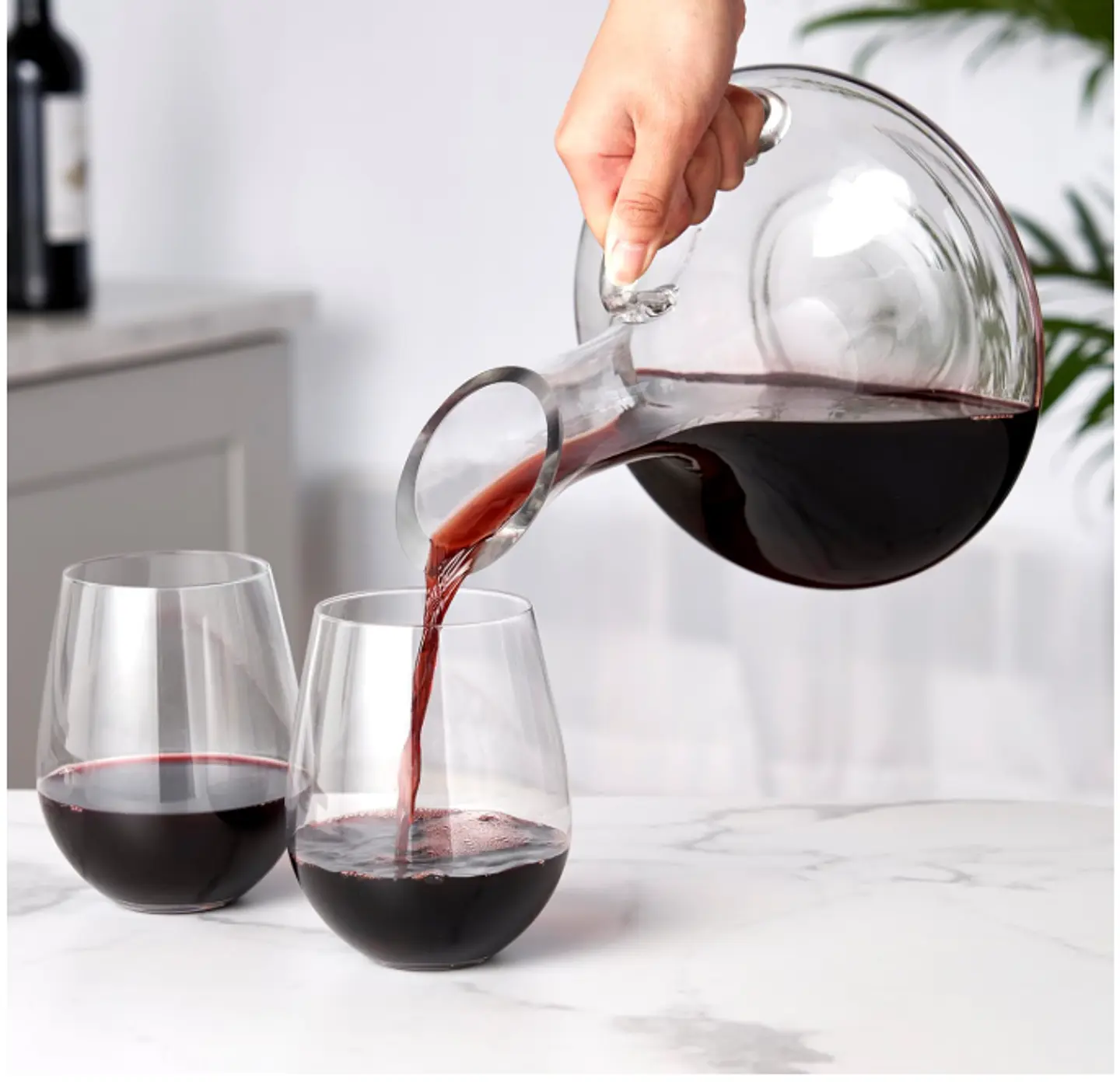 Jarra Decantador De Vino Vidrio Con Asa Aireador  6