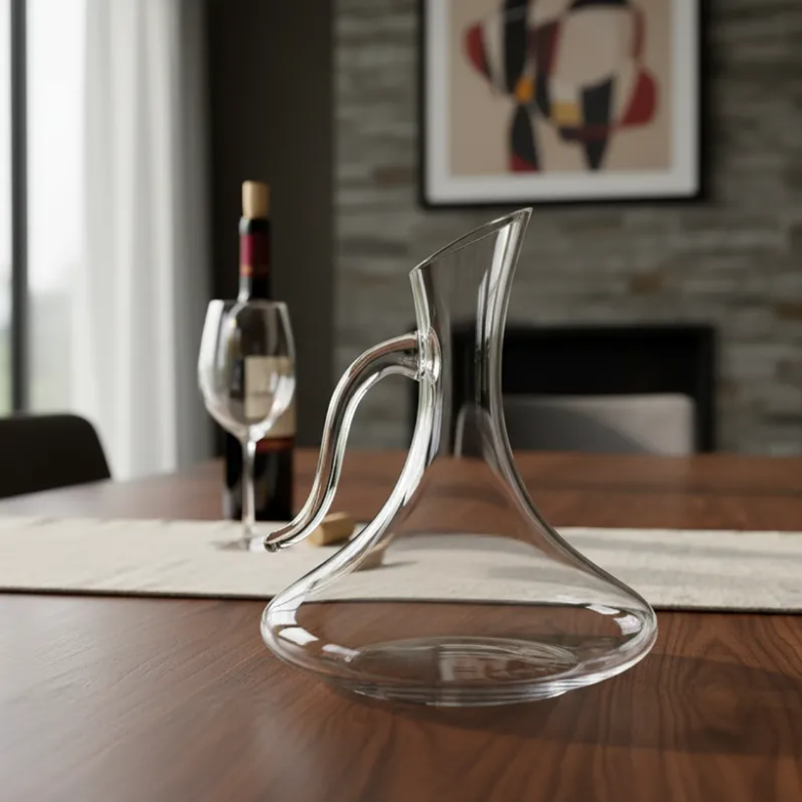 Jarra Decantador De Vino Vidrio Con Asa Aireador  1