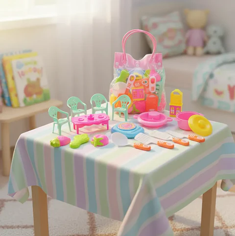 Set de Cocina y Comedor de Juguete para Muñecas 