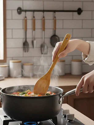 Set 12 Cucharas De Palo Madera Para Cocina 35 Cm Largo