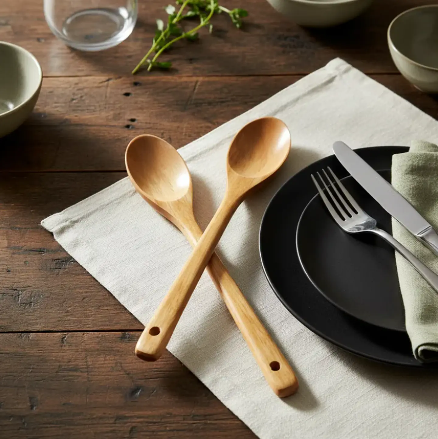 Set 12 Cucharas De Palo Madera Para Cocina 35 Cm Largo 1